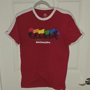 Disney Red and White Women's Short Sleeve Tee. "Love Comes In Every Color"